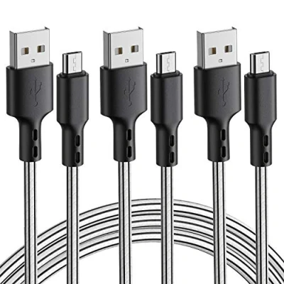 Afbeelding van Schitec micro USB kabel, 3 m, stuks, 2,4 A, van TPE, oplader, USB, snel voor Android, Kindle, Samsung Galaxy Huawei, Sony, Nexus, HTC, PS4 (3 stuks)