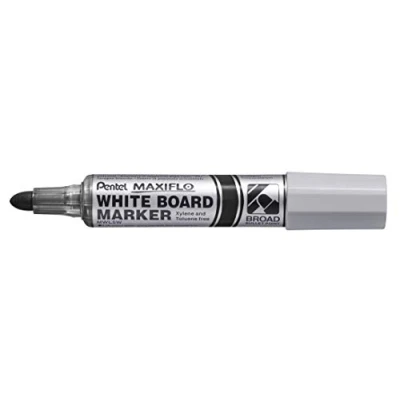 Afbeelding van Pentel Maxiflo MWL5W AX Whiteboard marker, extra brede punt, zwart, 12 stuks