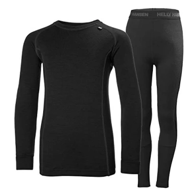 Afbeelding van Baselayerset Helly Hansen Junior Lifa Merino Midweight Set Black Maat 164