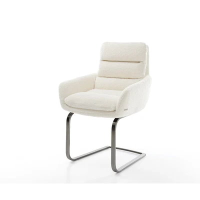 Afbeelding van DELIFE sledemodel Abelia Flex met armleuning bouclé wit vlak grafiet