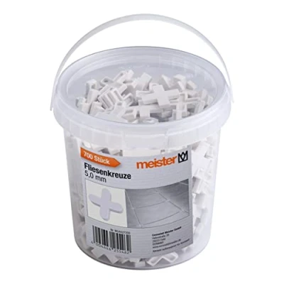 Afbeelding van Meister Tegelkruis, 5,0 mm, praktische set met 700 stuks, van robuust polypropyleen, wit, tegelaccessoires, tegelhulp, voegenkruis, 4427200
