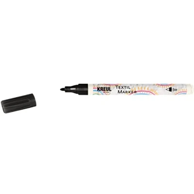 Afbeelding van KREUL 90671 Textielmarker fijn, zwart, lijndikte ca. 1 tot 2 mm, textielverfstift voor lichtgekleurde stoffen &amp; textiel, wasbestendig na fixatie