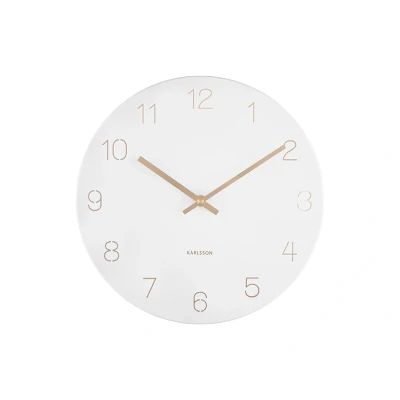 Afbeelding van Wall clock Charm engraved numbers small white Majorr