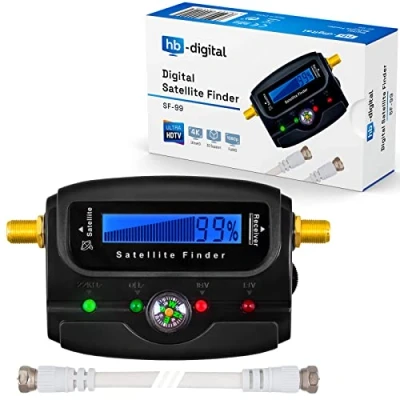 Afbeelding van HB digitale satfinder met lcd display, kompas en geluid + F verbindingskabel Duitse handleiding vergulde aansluitingen * voor het instellen van je satellietantenne horizontaal/verticaal