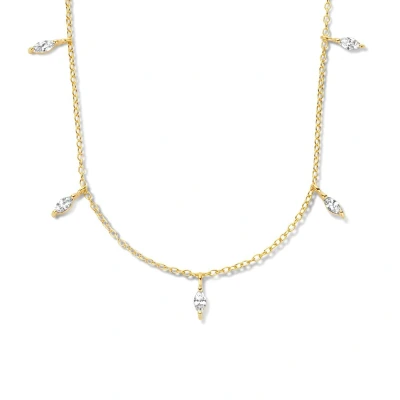 Afbeelding van zilver verguld (geel) collier zirkonia 41 + 4 cm 2103064 horloge Goudkleur 45