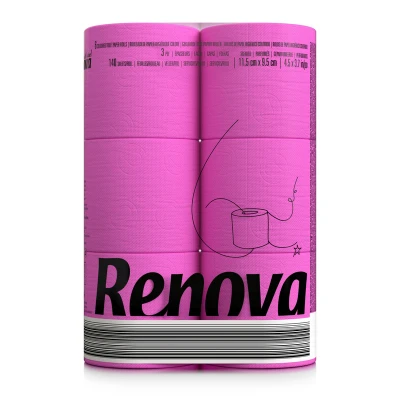 Afbeelding van Gekleurd Toiletpapier 140 vels 3 laags Fuchsia