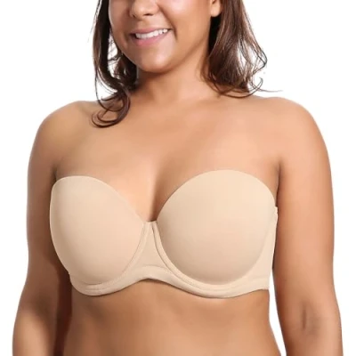 Afbeelding van Delimira Dames Onderdraad Contour Multiway Volledige Dekking Strapless BH Plus Size Beige 85B