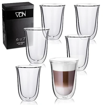 Afbeelding van VDNDubbelwandige glazen latte macchiato 300 ML Set van 6