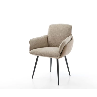 Afbeelding van DELIFE Eetkamerstoel Luan Flex met armleuning materiaalmix mud 4 poot conisch zwart
