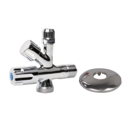 Afbeelding van Kirchhoff 3 wegventiel GA hoekventiel, chroom, 3/8&quot;AG x 3/4&quot;AG 10 mmQ