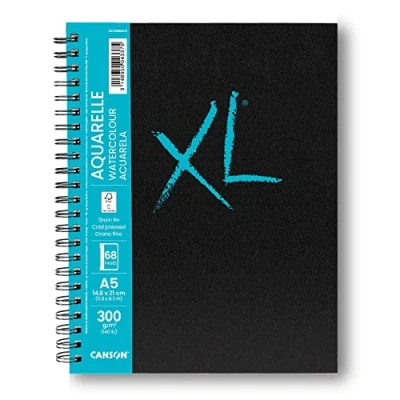 Afbeelding van CANSON XL aquarelle tekenblok met 34 vellen a5 formaat 5 STUKS (13 euro per stuk) 300 g/m² in het heldere wit 148 x 210 mm