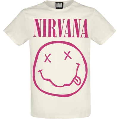 Afbeelding van Nirvana Amplified Collection Neon Pink T shirt gebroken wit L