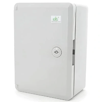 Afbeelding van ELS Elektrotechnika Schakelkast, industriële behuizing, IP65, verzinkte montageplaat, vergrendeling deur met afdichting rondom, wandbehuizing, lege ABS kunststof, kast, 220 x 310 140