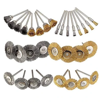 Afbeelding van 32 Stuks Wire Brush Wheel Cup Messing RVS Borstel Polijstwielen Volledige Kit Set voor Dremel Roterende Gereedschap Reiniging Buffing Accessoires