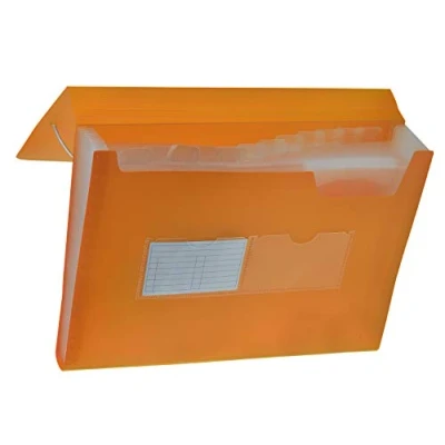 Afbeelding van Tetis Oranje accordeon documentenorganizer met 2 elastieken, verzamelmap, 13 voudige vakken, uitbreidbaar, bestandsorganizer, A4, map hoekrubber, uitbreidingsmap, documentenmap