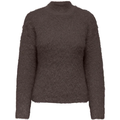 Afbeelding van Only Trui Onllulu Ls Rib Highneck Cc Knt 15350651 Seal Brown Dames Maat L
