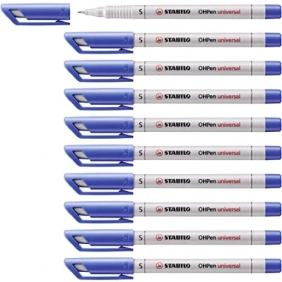 Afbeelding van Overheadstift STABILO OHPen universal wateroplosbaar superfijn 10 stuks blauw