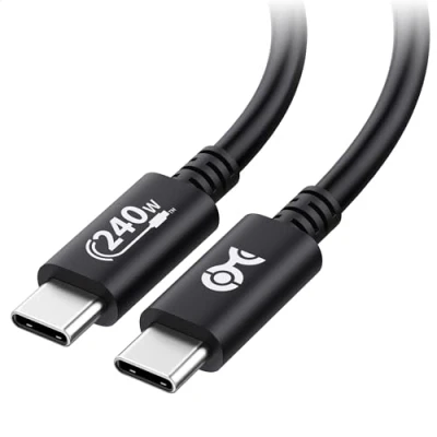 Afbeelding van Cable Matters [USB IF gecertificeerd] USB C kabel, snel opladen, 240 W, 2 m, voor MacBook Pro en Dell XPS (USB Type 140 W) Power Delivery 3.1, zwart 2.0, geen video)