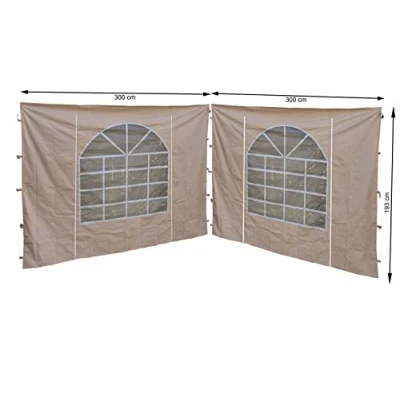 Afbeelding van QUICK STAR 2 zijpanelen met PVC raam 300x195cm voor paviljoen Sahara 3x3m zijwand zand