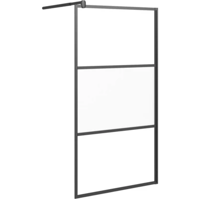Afbeelding van Inloopdouchewand 100x195 cm halfmat ESG glas zwart