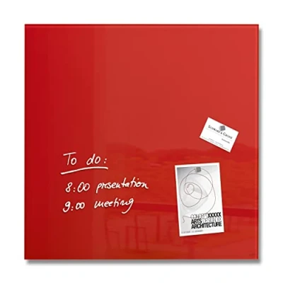 Afbeelding van SIGEL GL114 Premium glazen magneetbord 48 x cm rood hoogglanzend, SGS getest, eenvoudige montage, incl. 3 magneten, Artverum