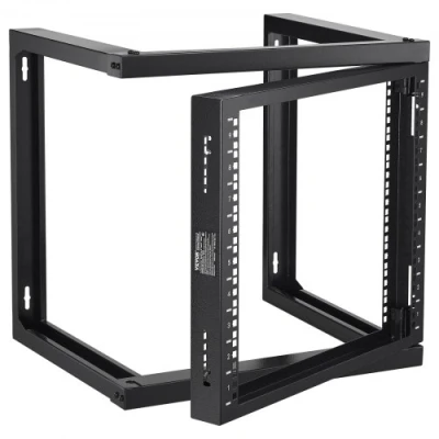 Afbeelding van VEVOR 9U wandmontagerek, max. draagvermogen 150 lbs/68,04 kg, open frame servernetwerkrek met kooimoeren en schroeven, koolstofstaal 53,1 x 45,0 52,1 cm voor 19&quot;/482,6 mm AV &amp; Server IT apparatuur,
