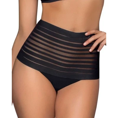 Afbeelding van Lace Stripe High Waisted Cheeky Hipster Leonisa Black