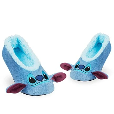 Afbeelding van Disney Slippers dames en tieners, pantoffelsokken, balletslippers, Iejoor Minnie Mickey Stitch Gifts (6 8 UK, Blue Stitch)