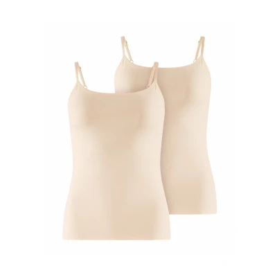 Afbeelding van Falke dames Daily Comfort tanktop met verstelbare bandjes in 2 pack de kleur Beige, maat: M