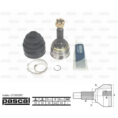 Afbeelding van Homokineet reparatie set, aandrijfas PASCAL G15002PC