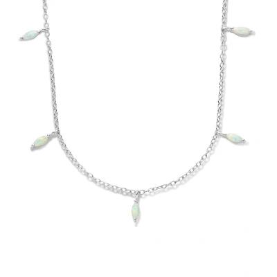 Afbeelding van zilver gerhodineerd collier synth. opaal 41 + 4 cm 1336500 horloge Zilverkleur 45