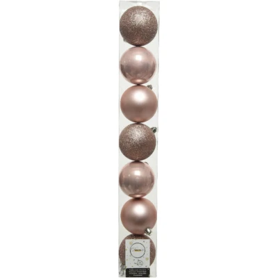 Afbeelding van Decoris Kerstballen 8 cm lichtroze 7 stuks