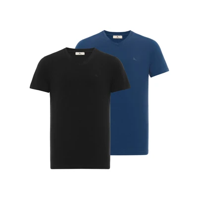 Afbeelding van dandalo Tshirt basic blackindigo, Heren, Maat: 3XL, Black indigo