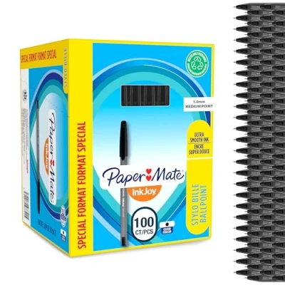 Afbeelding van Paper Mate balpen InkJoy 100 met dop, zwart, doos 80 + 20 gratis
