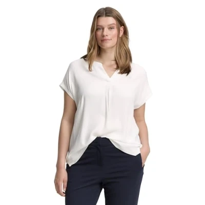 Afbeelding van TOM Tailor PLUS SIZE IM Materialmix Blouse, Dames, Maat: 48, Whisper white