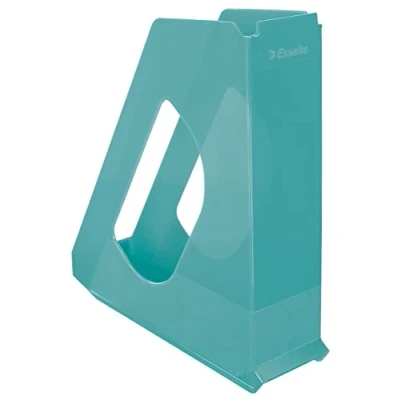 Afbeelding van Esselte Tijdschriftencassette, Stapelbare A4 Papier Organiser Voor Documenten, Catalogussen en Brochures, Thuis op Kantoor, Reliëfpatroon, Colour&#039;Breeze Assortiment, Blauw, 626279