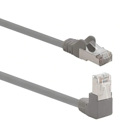 Afbeelding van 1aTTack.de 366173 Cat.6 Ethernet Cable Gigabit LAN Netwerkkabel RJ45 hoek 90 graden 2m grijs 1 stuk Cat6 Kabel Patchkabel (SFTP PIMF) 1000Mbit/s Rj 45 connector x meter