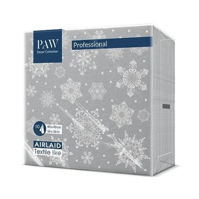 Afbeelding van PAW Airlaid Servetten (40 x 40 cm) 50 Stuks Gedrukt met Inkt op Waterbasis Creëer de Kerstsfeer Voor een Vrolijke Kerst en Winter Wonderland Kerstfeest Kleur: Snowflakes silver