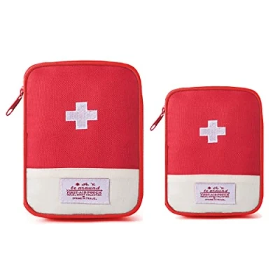 Afbeelding van mini EHBO reistas, 2 stuks, draagbare kit, opbergtas voor medicijnboxen, herbruikbare medische kits lege reddingszak camping, wandelnoodgevallen