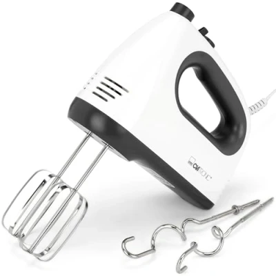 Afbeelding van Clatronic mixer met krachtige 400 watt motor handmixer turbostand &amp; 5 snelheidsstanden incl. vaatwasserbestendige roestvrijstalen garde en kneedhaak HM 3775