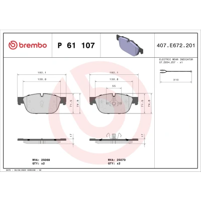 Afbeelding van Brembo Remblokset P 61 107