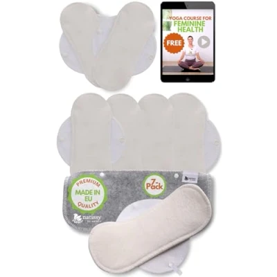 Afbeelding van Wasbare Inlegkruisjes, 7 stuks Bamboe Herbruikbare stoffen ademende pads met vleugels, doek Dameshygiëne Maandverbanden GEMAAKT IN DE EU; dagelijks Inlegkruisjes zonder PUL, voor gebruik en normale vaginale afscheiding, NIET periode
