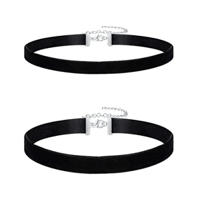 Afbeelding van Liuxn Fluwelen chokers zwart lint choker kettingen voor vrouwen meisjes 2 stuks