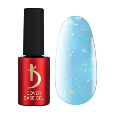 Afbeelding van K Professional Base Coat Gel Cover Blue Flakes camouflage 7 ml onderlak UV nagellak gelnagels blauwe vlokken kleur glitter confetti LED