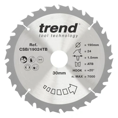 Afbeelding van Trend Craft Pro zaagblad 190 mm diameter 30 boring 24 tanden TCT