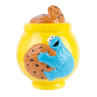 Afbeelding van Grupo Erik Koekjesblik keramiek Sesamstraat kruimelmonster koekjesglas met deksel, groot 21,0 x 27,0 22,0 cm