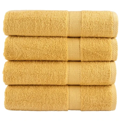 Afbeelding van Badhanddoeken 4 st 600 g/m 70x140 cm 100% katoen goudkleurig