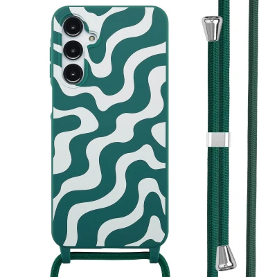 Afbeelding van imoshion hoesje Geschikt voor Samsung Galaxy A16 (5G) met koord Siliconen design Meerkleurig / Petrol Green Groovy