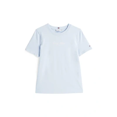 Afbeelding van Tommy Hilfiger Script TEE Tshirt print, Dames, Maat: XXS, Breezy blue