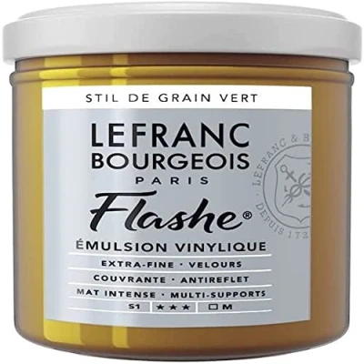 Afbeelding van Lefranc Bourgeois 300628 Flashe acryl en vinylverf, lichtecht, dekkend bestand tegen veroudering 125ml Pot, Stil De Grain Green